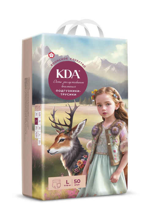 Подгузники-трусики детские КДА Кидс L (11-16кг), 50 шт Мега Софт