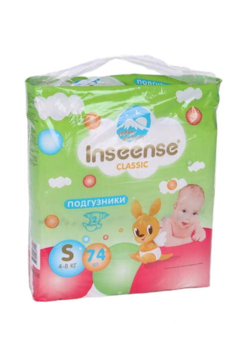 Подгузники Inseense Classic S (4-8 кг), 74 шт Драйлок Технолоджиз ООО