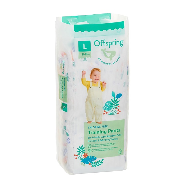 Трусики-подгузники Offspring L (9-14кг), 36 шт, Джунгли Фуджиян Блю Грейт Санитари Артиклс Ко Лтд
