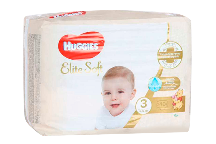 Подгузники HUGGIES Elite Soft 3 (5-9 кг), 40 шт Кимберли Кларк