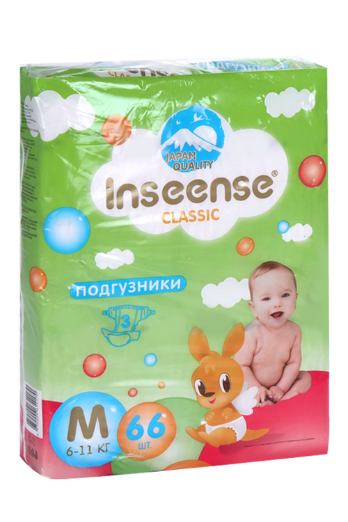Подгузники Inseense Classic M (6-11кг), 66 шт, (4650099654170) Драйлок Технолоджиз ООО