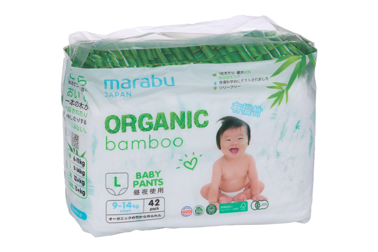 Трусики-подгузники MARABU Organic Bamboo р L (9-14 кг), 42 шт Quanzhou.Tianjiao Lady & Bby `s Hygiene Supply Co,Ltd,/ Marabu Technology Corporation Ltd