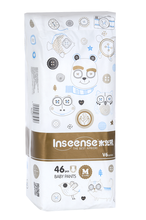 Трусики-подгузники Inseense V6 M (6-11кг), 46 шт, золот JINJIANG HERUN HYGIENIC PRODUCTS Co Ltd