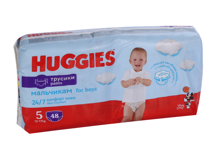 Трусики-подгузники HUGGIES Мега 5 для мальчиков 48 шт (12-17кг) Кимберли Кларк