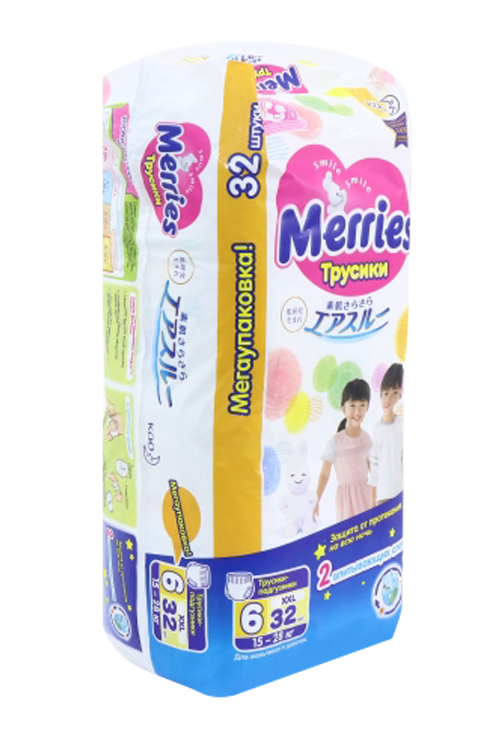 Трусики-подгузники MERRIES д/детей р XXL (15-28 кг), 32 шт КАО Корпорейшн