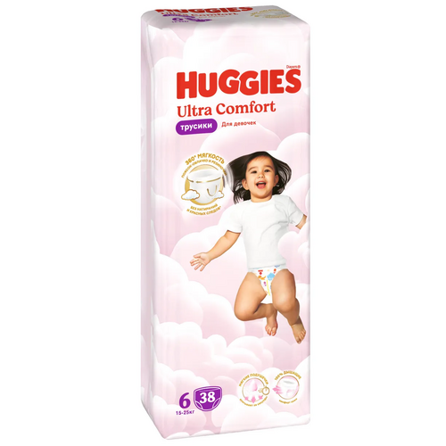 Трусики-подгузники HUGGIES ULTRA COMFORT 6 для девочек 38 шт (15-25кг) Кимберли Кларк ООО