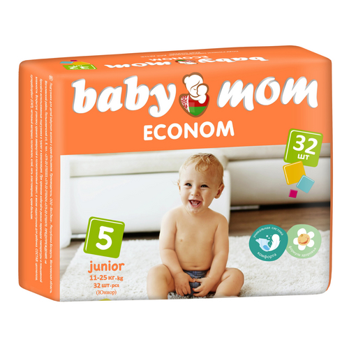 Подгузники Baby mom econom Junior (11-25кг), 32 шт БелЭмса ООО
