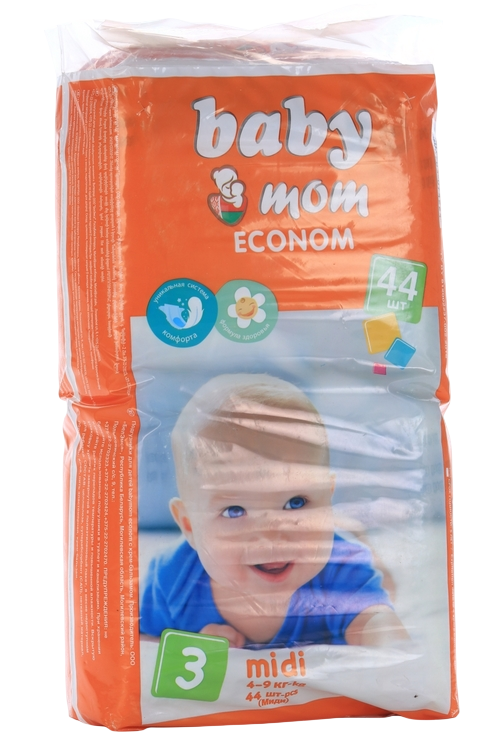 Подгузники Baby mom econom Midi (4-9кг), 44 шт БелЭмса ООО