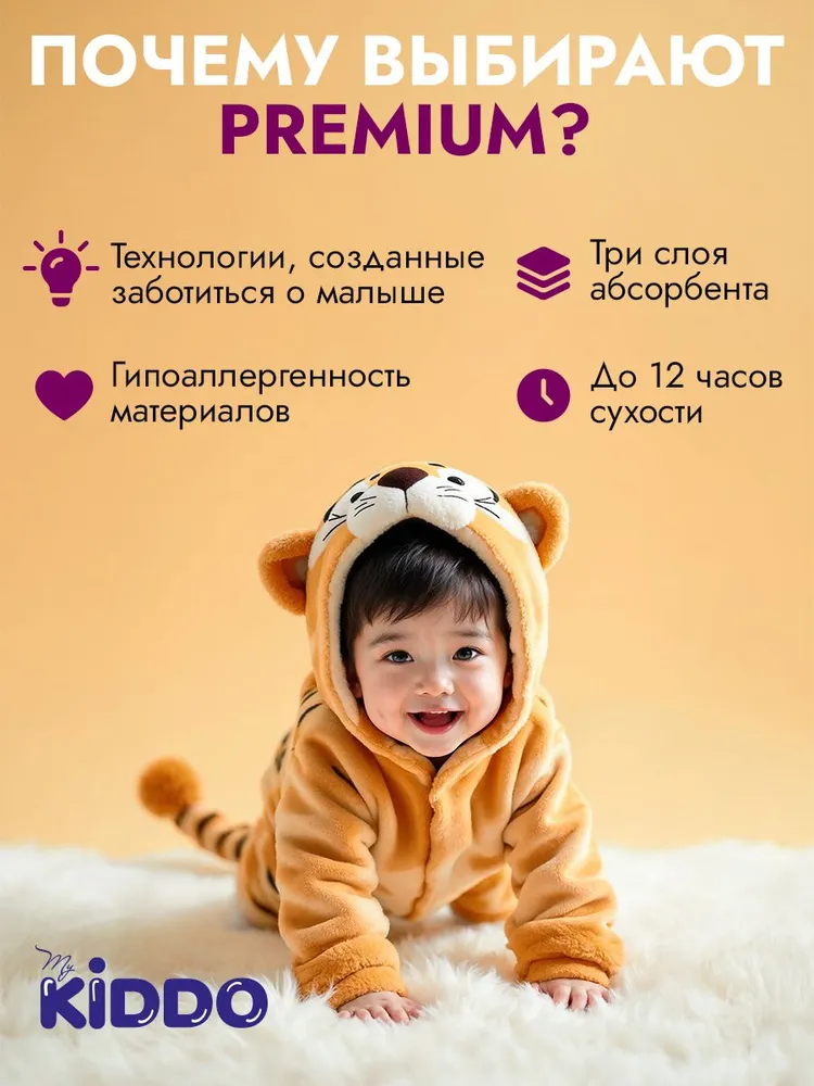 Подгузники-трусики для детей KIDDO Premium XXL (15-25 кг) 44 шт FUJIAN LIAO PAPER CO LTD