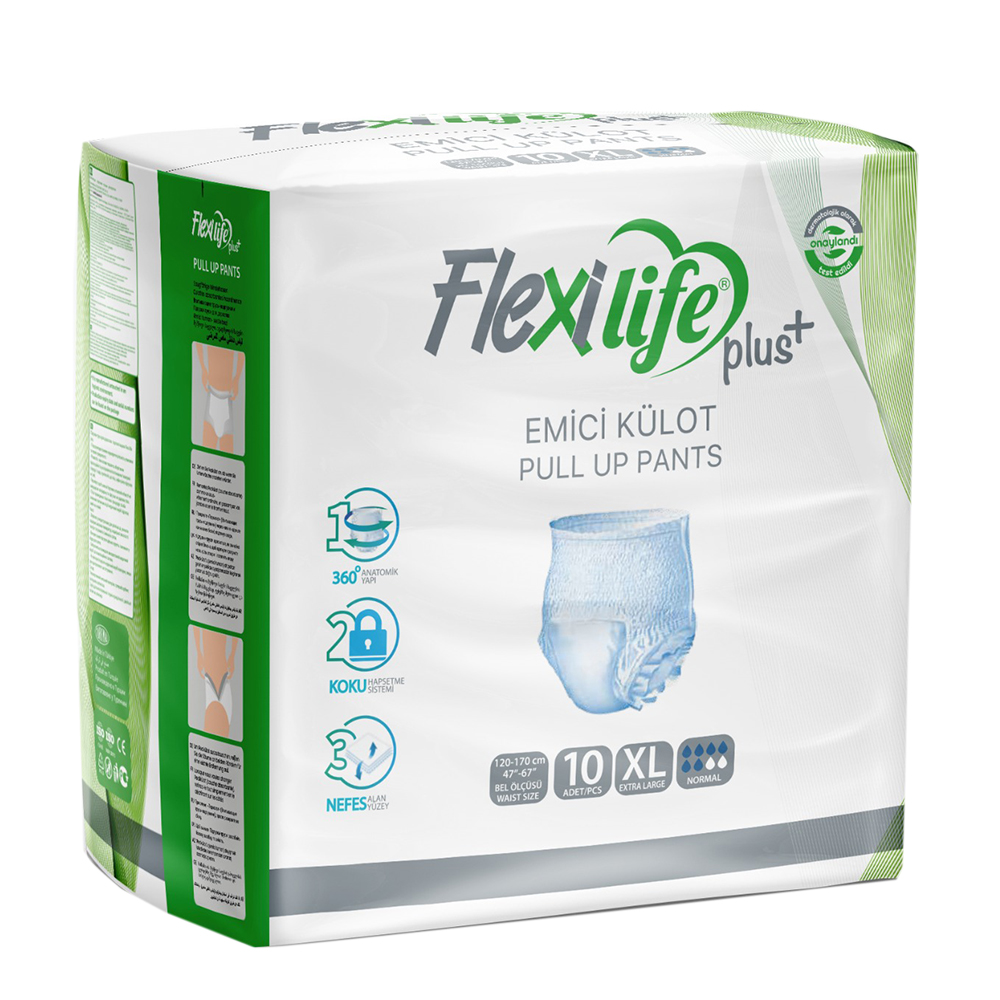 Подгузники-трусы для взрослых FlexiLifePlus одноразовые унисекс, 10 штук, 120-170 см, размер XL CIFTCILER BIRLIK KAGITCILIK A.S