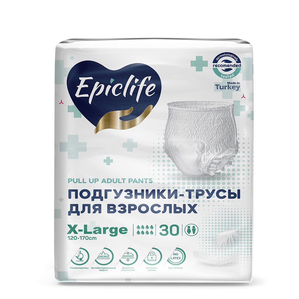 Подгузники-трусы для взрослых Epiclife гигиенические одноразовые, 30 шт, размер XL CIFTCILER BIRLIK KAGITCILIK A.S