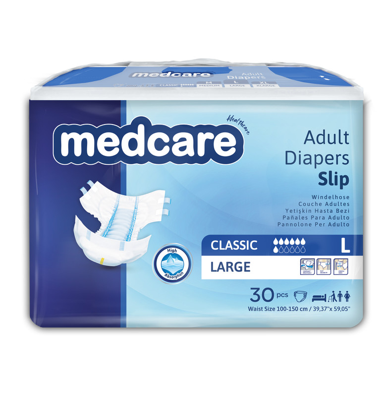 Подгузники MEDCARE для взрослых CLASSIC L 100-150см. 30 шт. MEDCARE SAGLIK URUNLERI SANAYI VE TICARET ANONIM SIRKETI