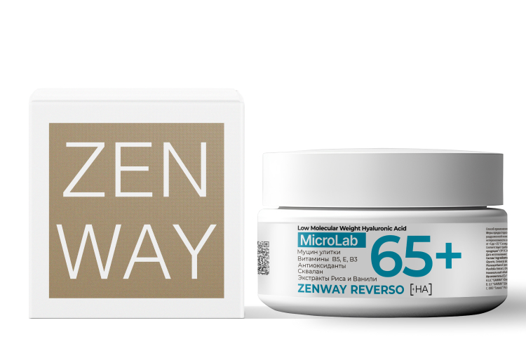 Крем для лица  ZENWAY увлажняющий 65+ c антиоксидантами и активными биоэкстрактами, 50 мл. БиоФармЭйдж ООО
