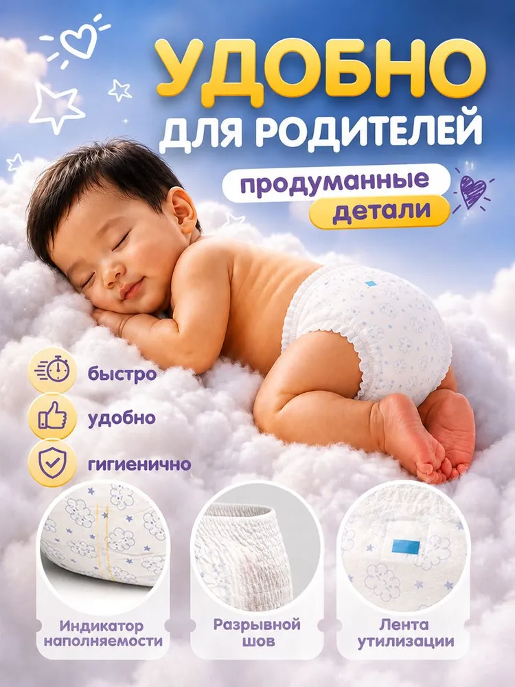 Подгузники-трусики для детей KIDDO Night XL (12-20 кг) 17 шт FUJIAN LIAO PAPER CO LTD