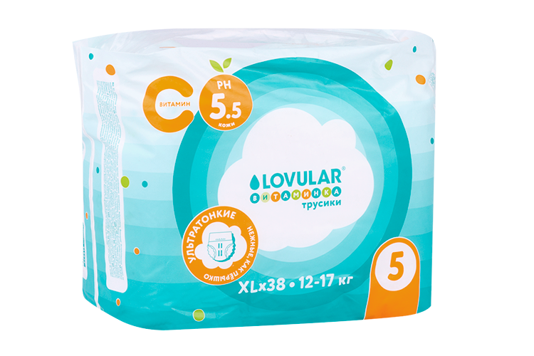 Трусики-подгузники LOVULAR Витаминка р XL (12-17 кг), 38 шт LOVULAR LIMITED