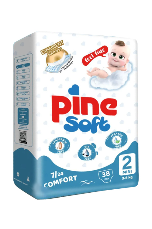 Подгузники детские 2 Pine Soft 3D Mini (3-6 кг), 38 шт ARKAN GRUP SAGLIK URUNLER A S