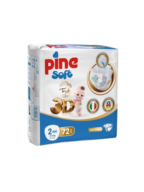Подгузники детские 2 Pine Soft 3D Mini (3-6 кг), 72 шт ARKAN GRUP SAGLIK URUNLER A S
