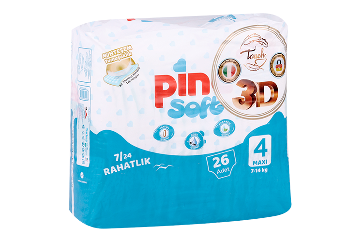 Подгузники Pine Soft 3D Maxi детские 4 (7-14 кг), 26 шт ARKAN GRUP SAGLIK URUNLER A S