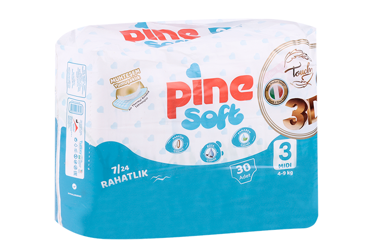 Подгузники Pine Soft 3D Midi детские 3 (4-9 кг), 30 шт ARKAN GRUP SAGLIK URUNLER A S