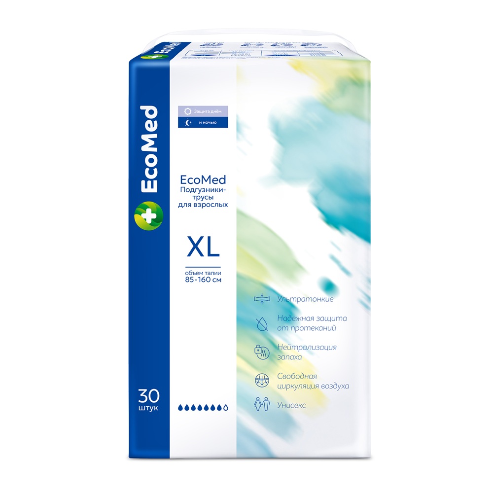 EcoMed Подгузники-Трусы для взрослых XL (85-160 см) 30 шт. Quanzhou Tianjiao Lady & BabyS Hygiene Supply Co Ltd