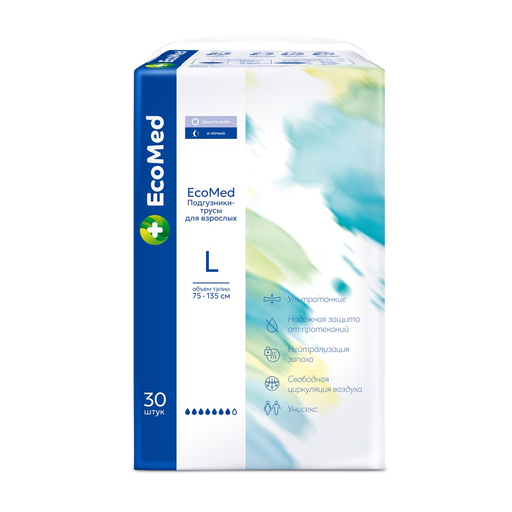 EcoMed Подгузники-Трусы для взрослых L (75-135 см) 30 шт. Quanzhou Tianjiao Lady & Baby's Hygiene Supply Co.,Ltd