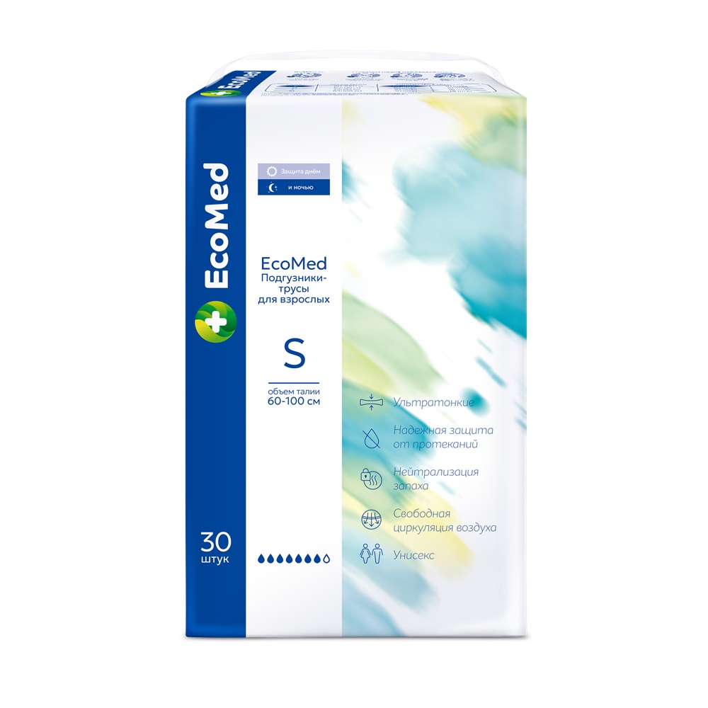 Подгузники-Трусы EcoMed для взрослых S (60-100 см), 30 шт х1 Quanzhou Tianjiao Lady & Baby's Hygiene Supply Co.,Ltd