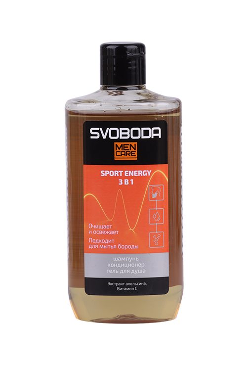 Шампунь-кондиционер-гель SVOBODA Men Care 3в1 Sport Energy, 290 мл Свобода АО