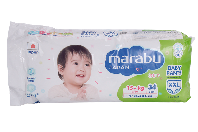 Трусики-подгузники MARABU XXL (15+ кг), 34 шт Quanzhou.Tianjiao Lady & Bby `s Hygiene Supply Co,Ltd,/ Marabu Technology Corporation Ltd