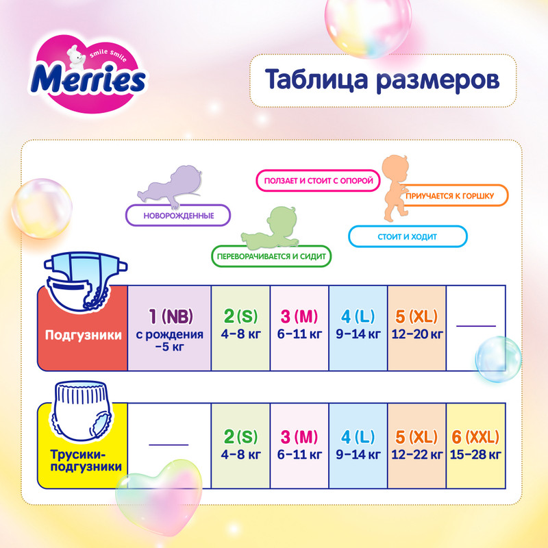 Подгузники-трусики для детей MERRIES размер L 9-14 кг 44шт Kao Corporation