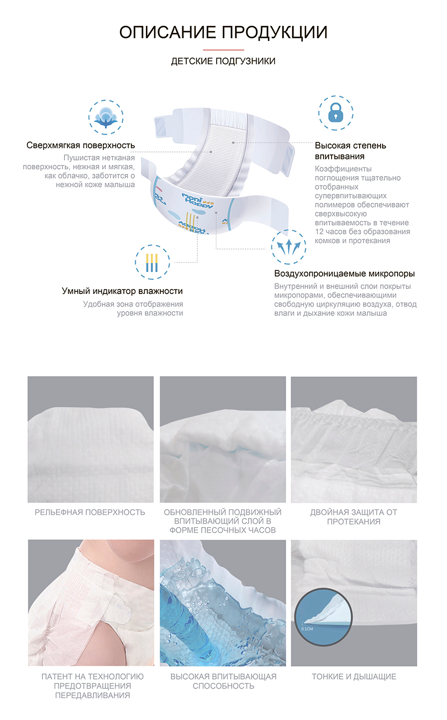 Подгузники для детей Moni Happy, размер M 6-11 кг, 62 шт FUJIAN YIFA HYGIENE PRODUCTS CO LTD