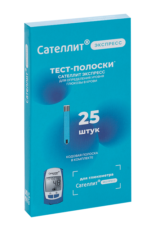 Тест-полоски Сателлит экспресс д/глюкометра ПКГ-03, 25 шт Компания Элта