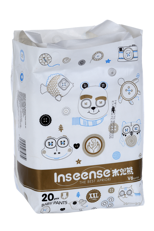 Трусики-подгузники Inseense V6 тонкие и супер мягкие XXL (15+ кг), 20 шт, золот JINJIANG HERUN HYGIENIC PRODUCTS Co Ltd