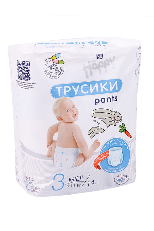 Подгузники-трусики bella baby Happy Midi (6-11 кг), 14 шт Белла ООО