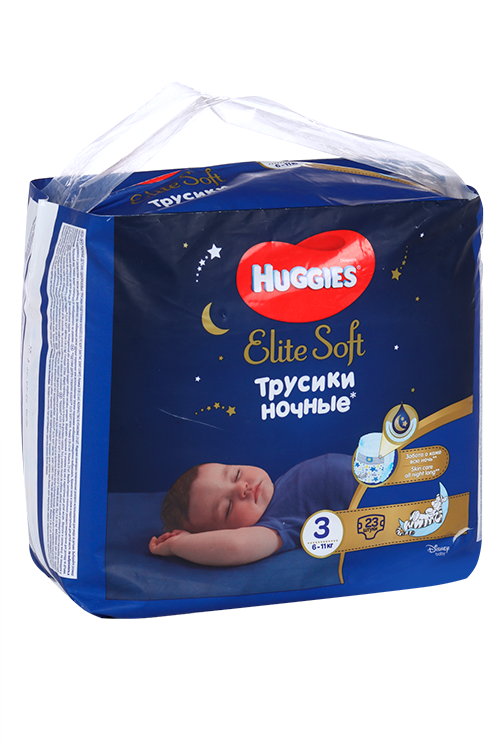 Подгузники-трусы Хаггис Элит софт 3 ночные (6-11кг), 23 шт Кимберли Кларк