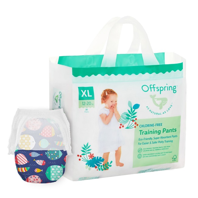 Трусики-подгузники Offspring XL (12-20 кг), 30 шт, Рыбки Фуджиян Блю Грейт Санитари Артиклс Ко Лтд/INSOFTB (CHINA) CO LTD