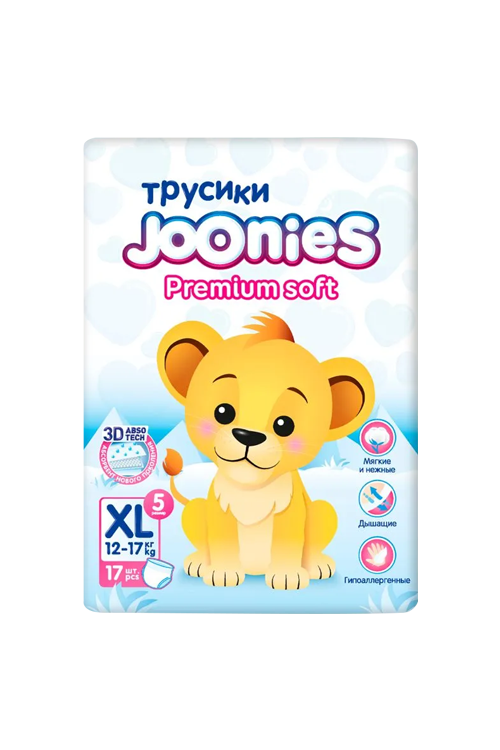 Подгузники-трусики Joonies Premium Soft д/детей р XL (12-17 кг), 17 шт Цюаньчжоу Джунджун Санитари Продакт Ко Лтд