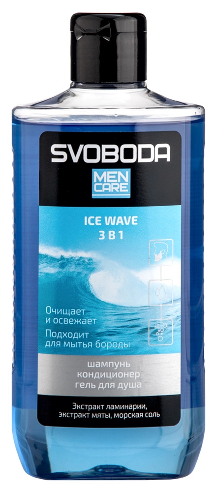 Шампунь-кондиционер-гель д/душа Svoboda Men Care Ice Wave 3 в 1, 290 мл Свобода АО