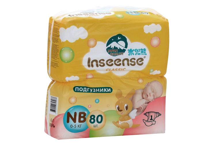 Подгузники Inseense Classic NB (0-5 кг), 80 шт, желт Драйлок Технолоджиз ООО