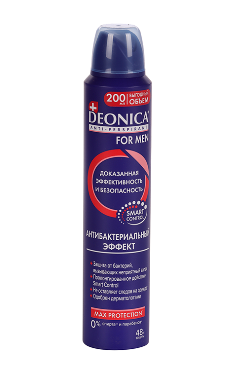 Антиперспирант Deonica for men Антибактериальный эффект, 200 мл, спрей Арнест АО
