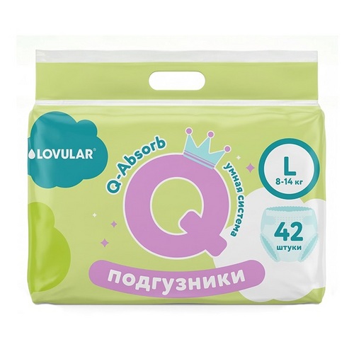 Подгузники Lovular Q L (8-14 кг), 42 шт LOVULAR LIMITED