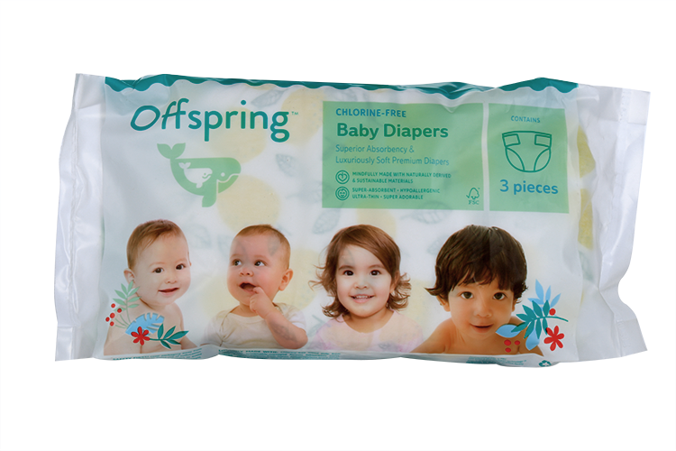 Подгузники Offspring Тревел пак M (6-10 кг), 3 шт, три расцветки Фуджиян Блю Грейт Санитари Артиклс Ко Лтд