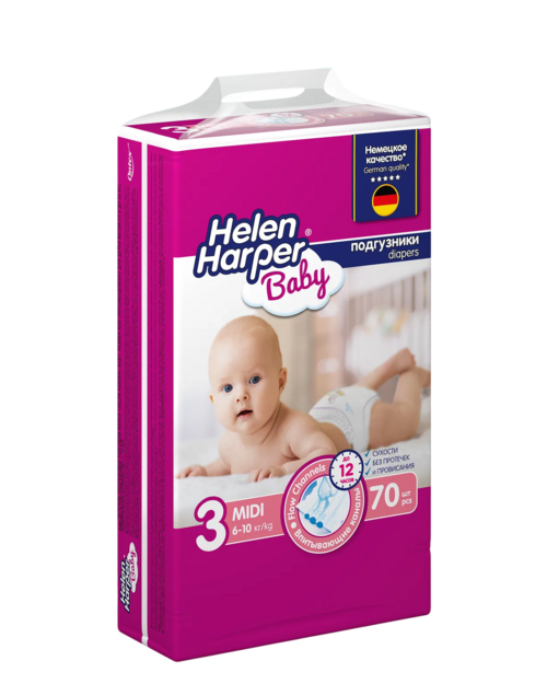Подгузники Helen Harper Baby миди р 3 (6-10 кг), 70 шт Онтэкс РУ