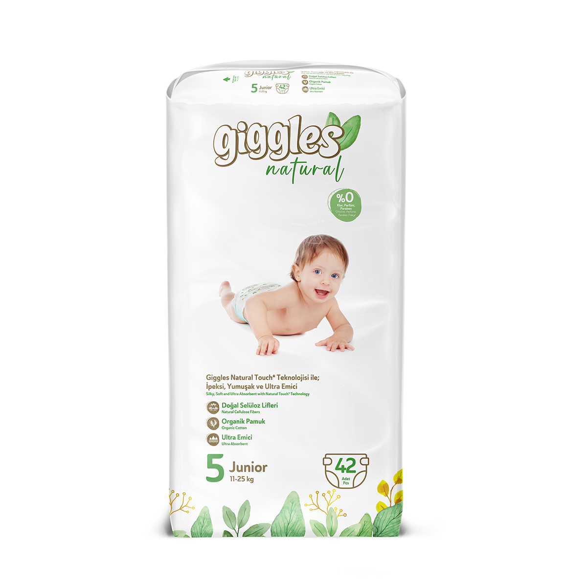 Подгузники детские Giggles Natural, 5 размер (11-25 кг) , 42 штук SEVINCLER SAGLIK URUNLERI SAN. VE TIC. A.S