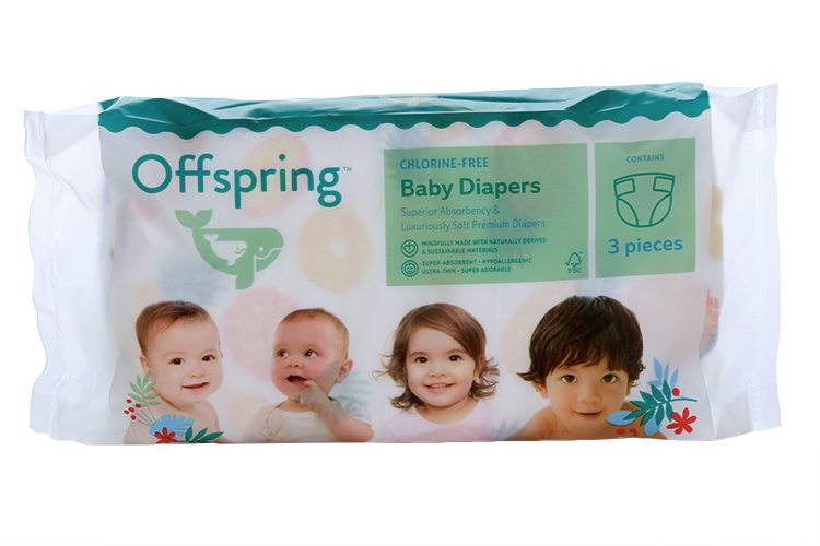 Подгузники Offspring Тревел пак L (9-13 кг), 3 шт, три расцветки Фуджиян Блю Грейт Санитари Артиклс Ко Лтд