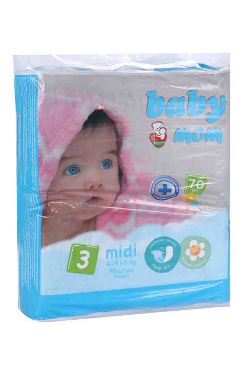 Подгузники Baby mom Midi крем-бальз (4-9кг), 70 шт БелЭмса ООО