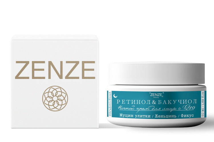 Крем для лица ZENZE увлажняющий, липосомальный, трансдермальный Retinol, ночной, 50 мл. БиоФармЭйдж ООО