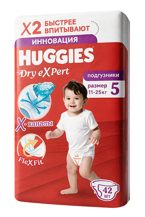 Подгузники HUGGIES Dry Expert 5 (11-25кг), 42 шт Кимберли Кларк ООО