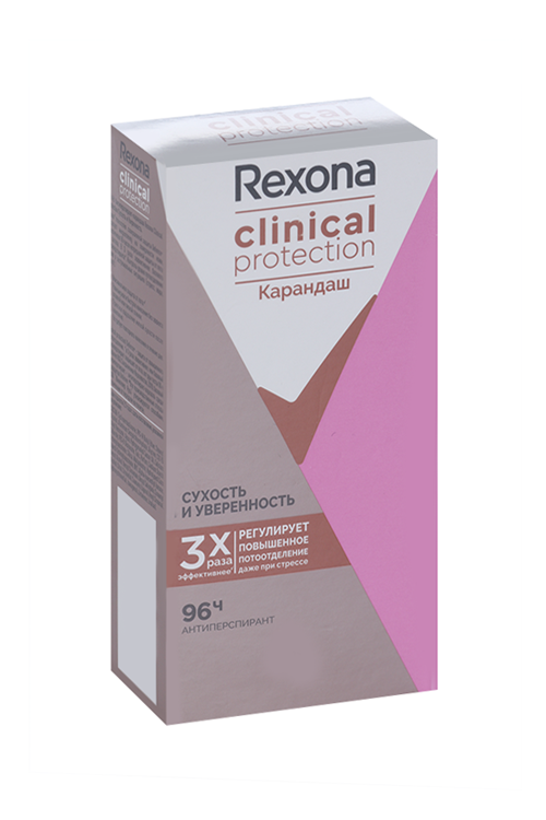 Антиперспирант-карандаш REXONA Clinical Protection сухость и уверенность 96 ч, 40 мл Юнилевер Русь ООО/Арнест ЮниРусь ООО