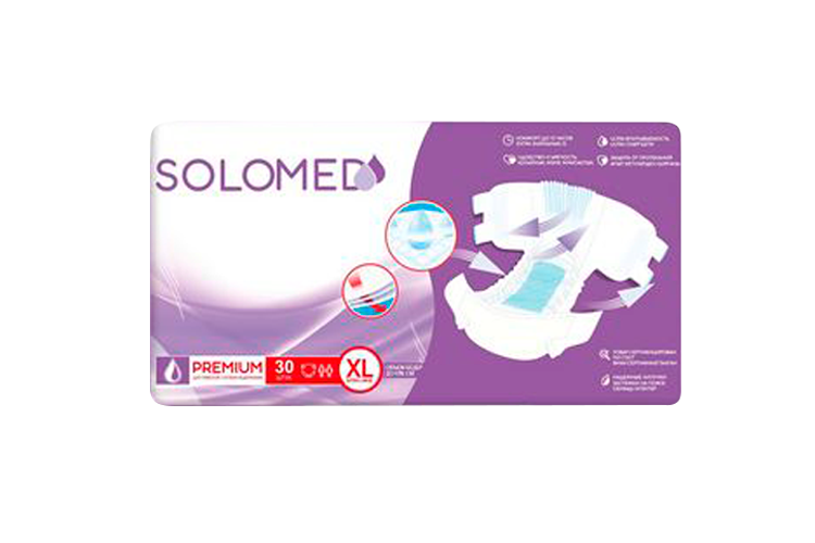 Подгузники д/взрослых Solomed Premium тяжелая степень недержания р XL, 30 шт Фламинго ООО