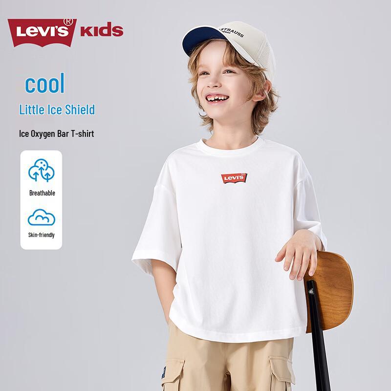 Летняя охлаждающая футболка с коротким рукавом Levi s для детей 2025 L white